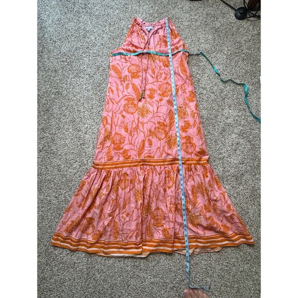 Antiono Melani tiered hem sun dress size women's small; orange & red,100% cotton - Picture 5 of 10